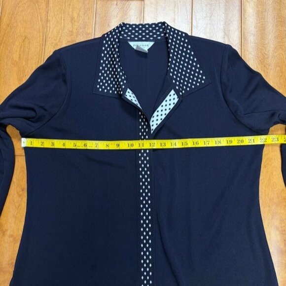 Exclusively Misook Tank Cardigan Set Petite L Quiet Luxury Navy Polka Dot Knit - Picture 12 of 13